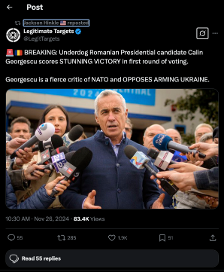 Jackson Hinkle tweet about Georgescu